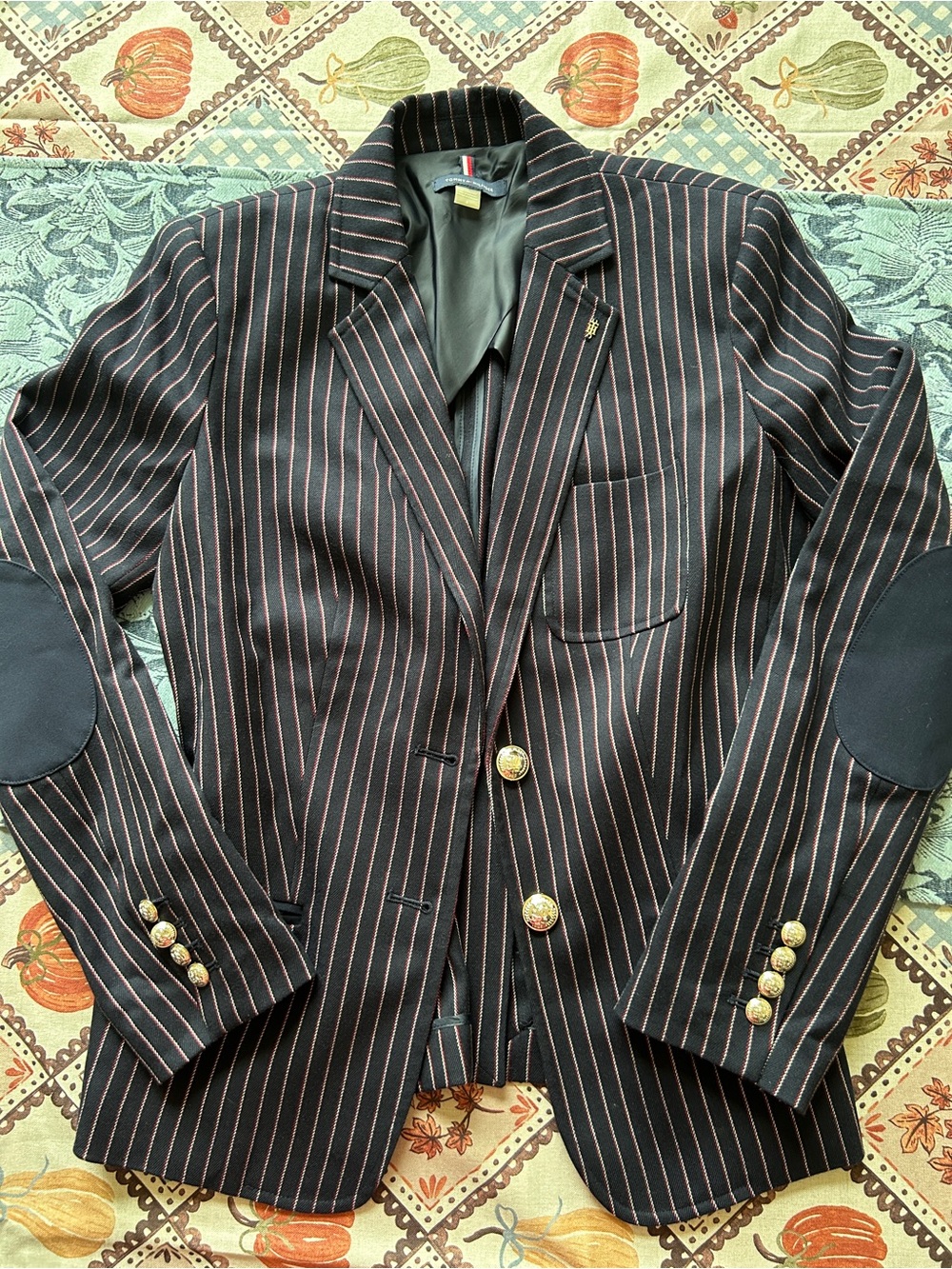 Navy Pinstripped Tommy Hilfiger Blazer with Silver Buttons